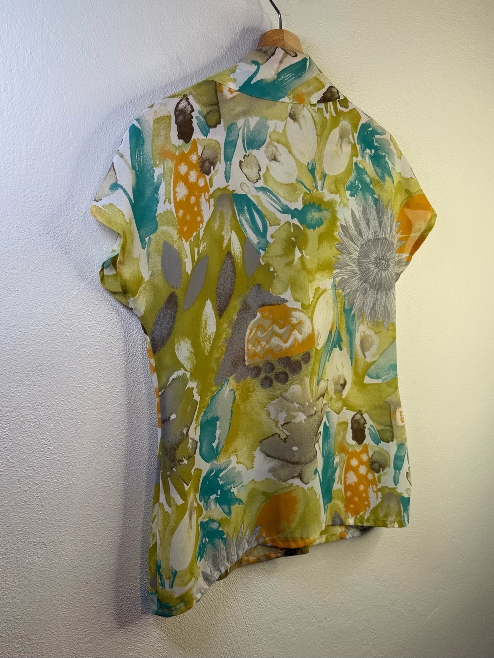 Jacques Vert Vintage Colrful, Tropical Print Button Up Blouse Women's Size 6 - Picture 11 of 14